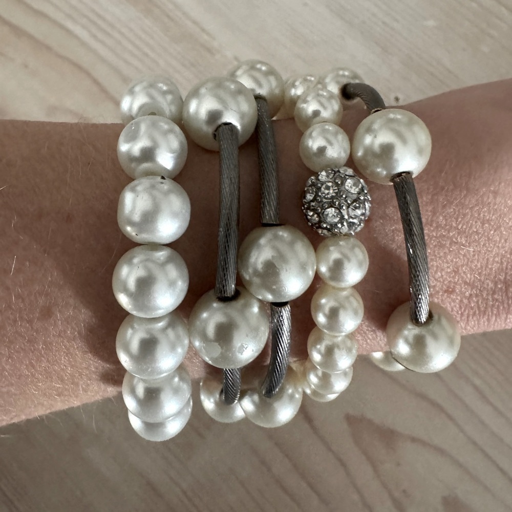 Faux pearl stacker bracelets